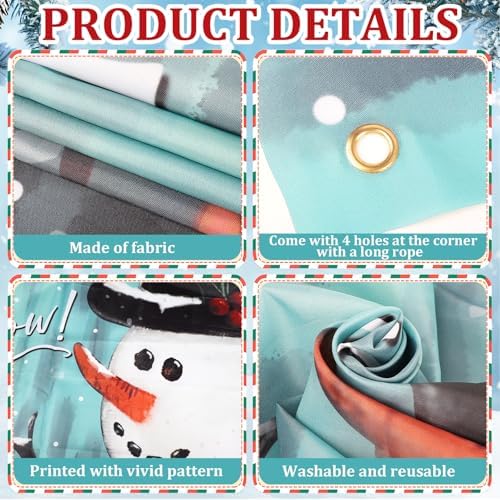 Christmas Door Cover Snowman Decoration Xmas Large Photography Background Banner Porch Sign for Winter Indoor Outside Front Door Banner Farmhouse Party Supplies 6 x 3 Feet - Image 2