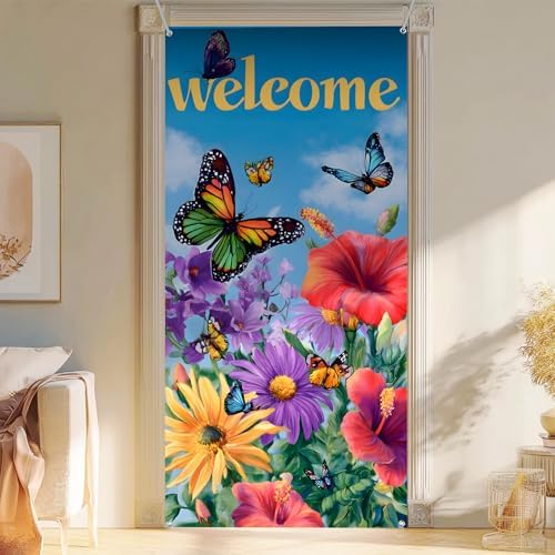 Front Door Covers Decorative, Spring Flower Design Door Curtain 70.8 x 35.4 Inch for Porch Outdoor Indoor Home Decor (Colorful-238) - Image 5
