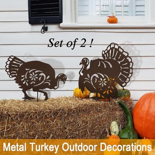 Metal Turkey Thanksgiving Yard Signs,Fall Decorations Outdoor Garden Stakes - Image 3