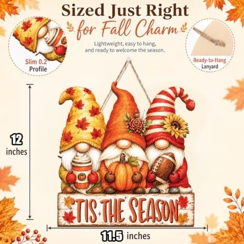 Fall Gnome Decor, Tis the Season Gnome Sign for Front Door - Image 2