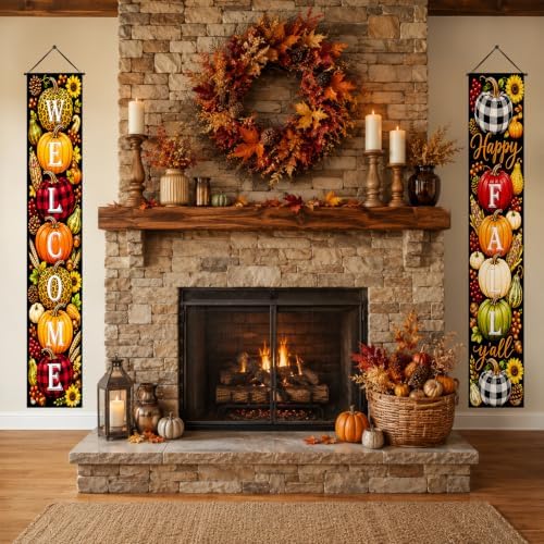 IVN Welcome Fall Pumpkin Porch Banners 12x71 Inch Set of 2 - Image 6