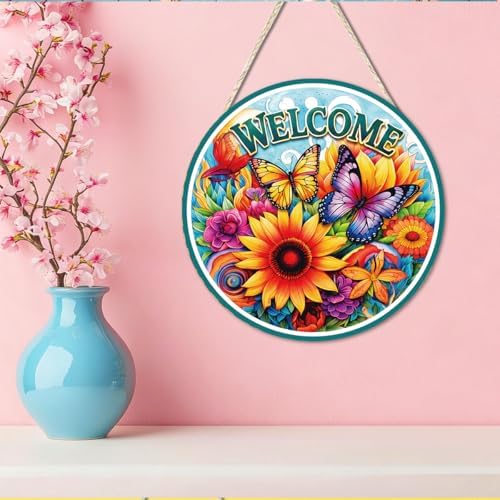 Welcome Hanging Wooden Sign for Front Door Wreath Outside - Image 5