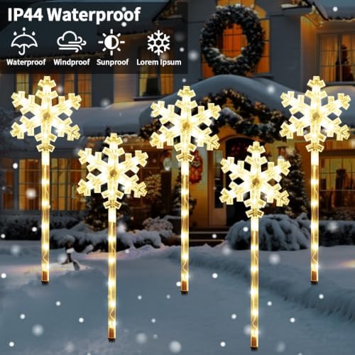 BRIGHTDECK Solar Christmas Snowflake Pathway Lights Outdoor Decor, 20 Pack - Image 3