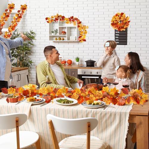2Pack 11.8FT Yellow Maple Leaf Garland for Thanksgiving Wedding Fireplace - Image 7