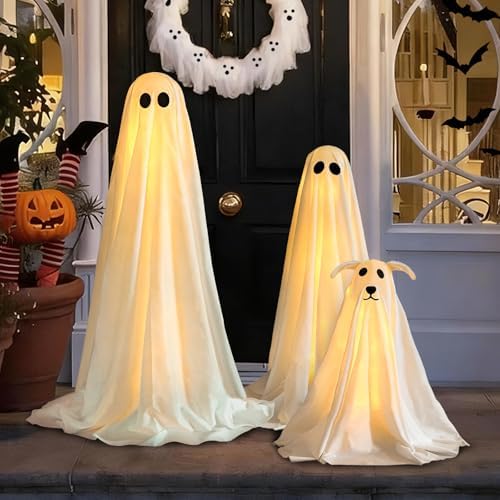 Halloween Decorations Outdoor - 3 Pack Lighted Spooky Ghost Decorations - Image 3
