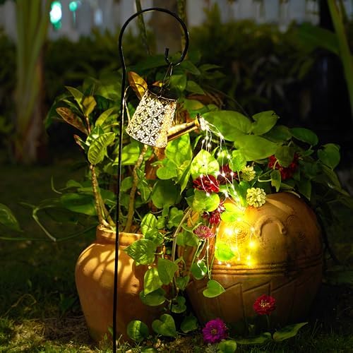 Solar Watering Can Lights with Cascading Lights,Solar Lantern Light Outdoor,Large Hanging Solar Powered Lantern Outdoor,Garden Porch Patio Yard Decor,Gardening Gifts for Women - Image 2