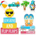 Vercraft 11 Pcs Summer Decorations Set Sunshine Tiered Tray Decor Hello Sweet Summer Wooden Blocks Flip Flops Coconut Tree Centerpiece for Home Office Decorations by Vercraft