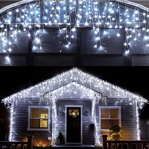 Led Christmas Lights Outdoor Christmas Decorations Hanging Light 400LED 8 Modes 75 Drops, Waterproof Outdoor Indoor Fairy Christmas Lights for Party, Holiday, Wedding, Eaves Decorations (CoolWhite) by KiflyTooin