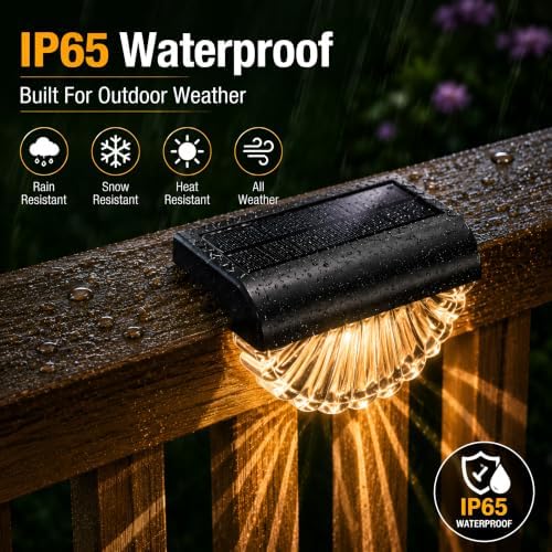 Solar Deck Lights Outdoor Waterproof, 6 Pack Fence Step Lights - Image 4