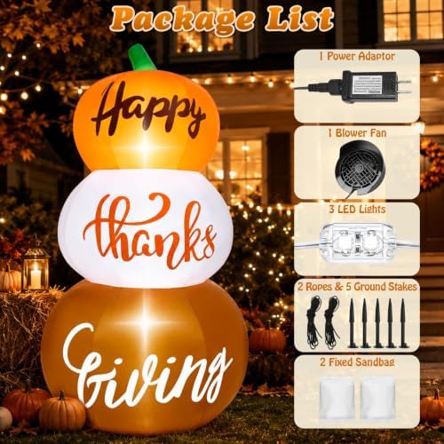 Thanksgiving Inflatable Pumpkin Decorations 6ft Fall Blow up Decor - Image 4