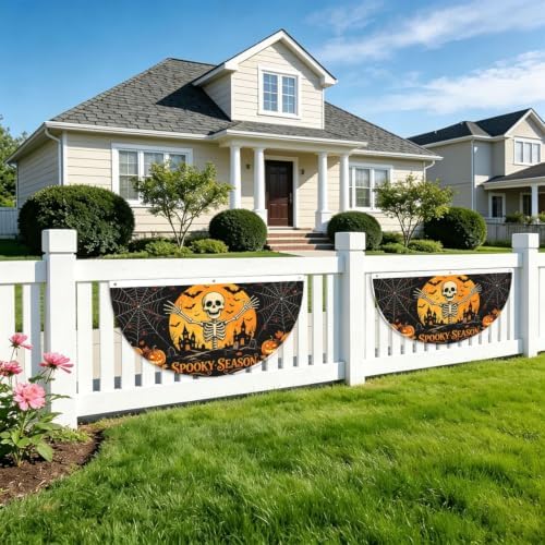 Halloween Skeleton Semicircular Hanging Decorative Bunting Flag 2pcs - Image 6