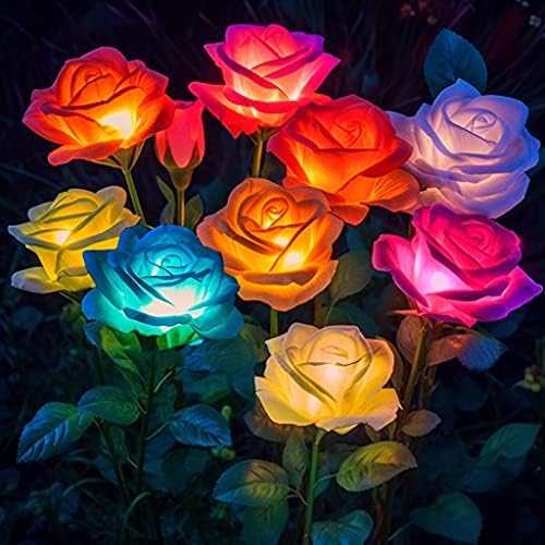 10 Pack Solar Flowers Lights Outdoor Waterproof for Yard Garden Decor by BOMIERMakeYourHomeBetter