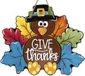 Deroro Thanksgiving Turkey Front Door Sign, Fall Give Thanks Wood Door by DERORO