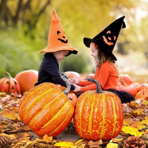 Artmag 6 Inch Large Artificial Pumpkins, 4PCS Big Orange Drawing Line Faux Foam Harvest Pumpkins for Fall Thanksgiving Holiday Decorations - Image 6