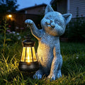 Cat Garden Statue Decorations Outdoor,Solar Resin Figurine with Hanging Lantern Outdoor Decor(cat2) by solarstatue