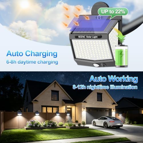 Clip On Solar Lights Outdoor, 218LED Motion Sensor Security Lights 2Pack - Image 6