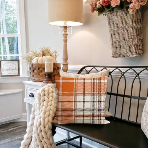 RABUSOFA Fall Pillow Covers 20x20 Tartan Plaid Fall Decorations for Home - Image 3