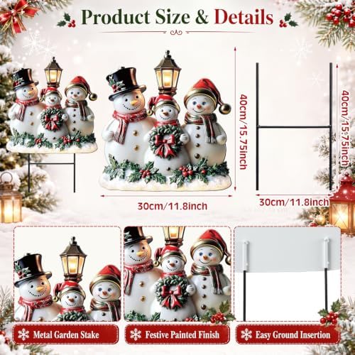 RattanView Christmas Snowman Yard Sign Outdoor Snowman Yard Decoration with Stakes Waterproof Garden Lawn Stake Sign Decoration for Xmas Patio Lawn Walkway Courtyard Party Decor - Image 4