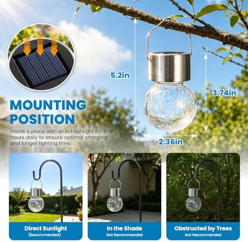 SOLPEX Solar Hanging Lanterns Solar Christmas Lights Outdoor Ornaments 8 Pc - Image 6