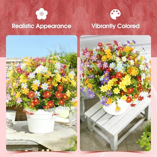 Artificial Daisy Flowers UV Resistant Outdoors 36 pcs Silk Wildflowers Spring Flowers, Fake Realistic Daisiy Colorful Mixed Faux Greenery Plants for Garden Porch Planters Window Wedding Decor - Image 6