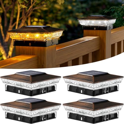btfarm Solar Post Cap Lights, 2 Colors Modes, Fit 4x4 3.5x3.5 Wooden/Vinyl by btfarmdecorativelighting