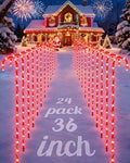 COOLWUFAN 36" Candy Cane Christmas Decorations, 24 Pack Giant Candy Cane Lights, Outdoor Pathway Markers Lights for Xmas Holiday Walkway Patio Garden Yard Lawn by COOLWUFAN