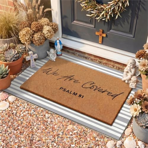 Drydiet 2 Pcs Christian We are Covered Psalm 91 Christian Door Mat - Image 2