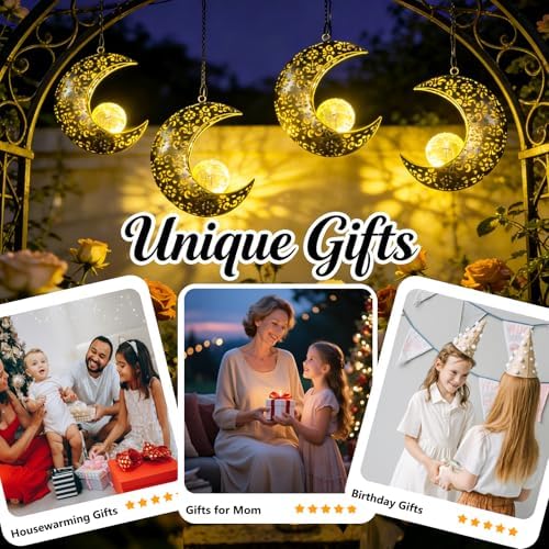 Solar Hanging Moon Lights,Outdooor Lanterns Waterproof Yard Decor Gifts - Image 7