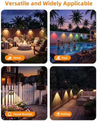 20 Pack Solar Fence Lights Outdoor ,Warm White + RGB 13 Color Mode Fence Lights Solar Powered with Ultra-Bright Lens IP65 Waterproof,Solar Wall Light for Backyard/Step/Patio/Deck/Stair/Railings/Fence - Image 6