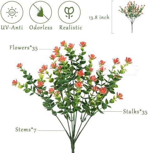 NETAP Outdoor Artificial Flowers UV Resistant, 20 Bundles Fake Realistic Floral Greenery Plants for Outside Porch, Window Boxes, Garden, Yard, Inside Home Table Decor, Orange - Image 2