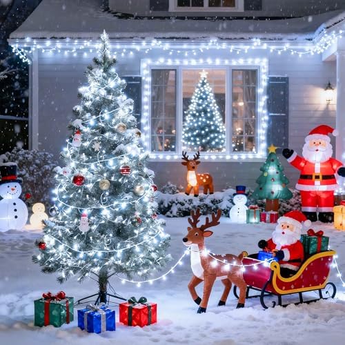 JMEXSUSS Connectable 8 Modes 100 LED White Christmas Lights Clear Wire - Image 6