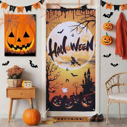 Halloween Decorations Door Cover Decor for Front Door Porch Outdoor Decor Window Wall - Image 2