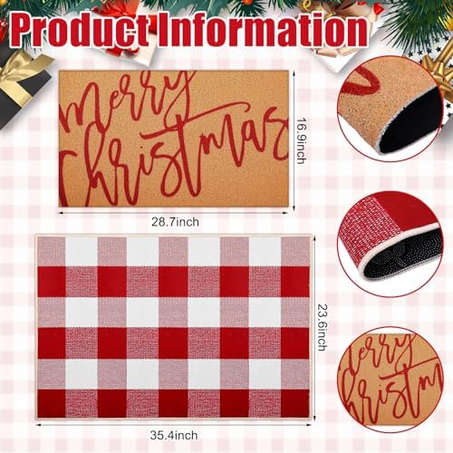 Tinideya 2 Pcs Christmas Layered Doormat Set for Front Porch Decor - Image 2