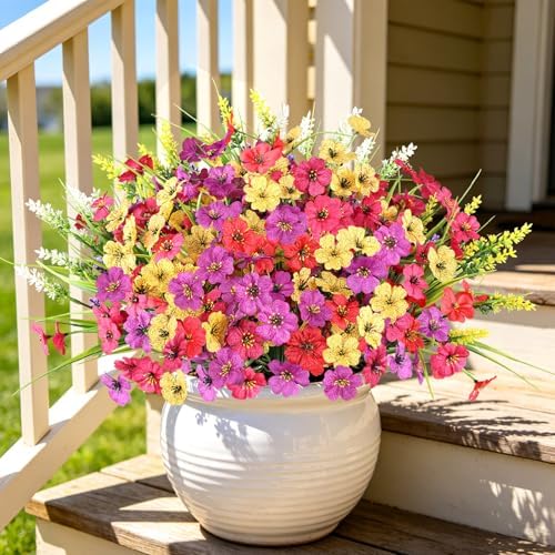24PCS Fake Flowers Outdoor, UV Resistant Artificial Silk Flowers - Image 4