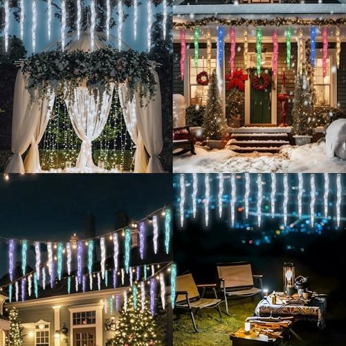 AWQ 21.7 FT Icicle Lights, 60 LED Twinkle Icicle String Lights with 12Tube - Image 7