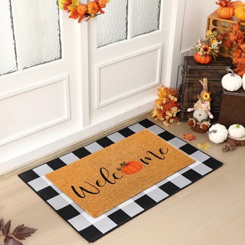 Duraaamo 2 Pcs Fall Front Door Mats, Coir Outdoor Doormat, Non Slip - Image 5
