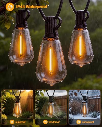 30FT Outdoor String Lights, ST38 LED Bulbs Waterproof Dimmable - Image 2