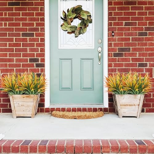 16Pcs Artificial Grass Fake Plants 17.3in Outdoor Plastic Plants UV Resistant Greenery Fake Grass for Home Window Garden Office Patio Hanging Planter Pathway Front Porch Décor Orange Yellow - Image 2