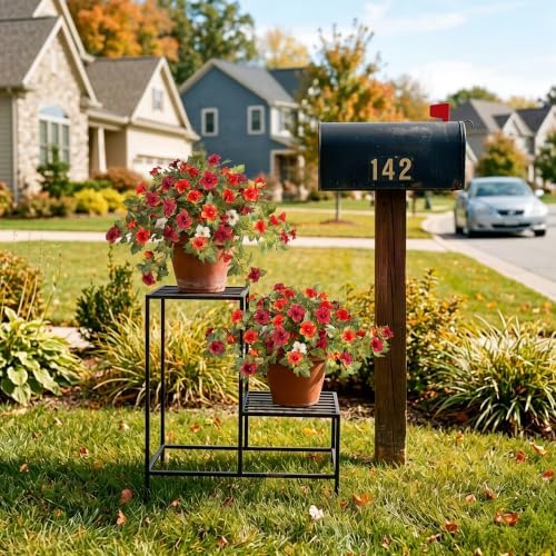 Ammyoo Artificial Fall Flowers Fake Petunias Plants for Outdoor Decoration - Image 6