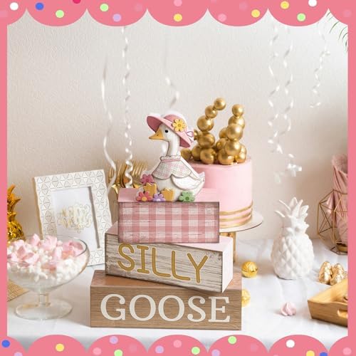 Yuntau 4 Pcs One Silly Goose Table Decor Baby Shower Birthday Party Decor - Image 4