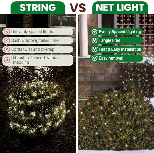 Christmas Light Net – 150 LED Red, Green & Cool-White Mesh Lights - 4 ft x 6 ft – Outdoor/Indoor – Net Lights for Bushes, Hedges or Trees - Image 4