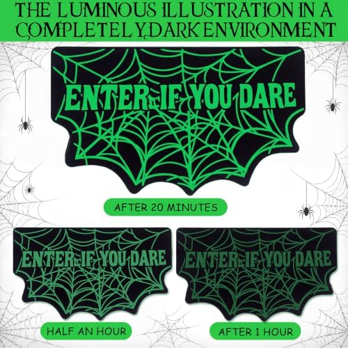 Rtteri Halloween Spider Web Doormat Glow in Dark 17x30 Non Slip Entrance - Image 3