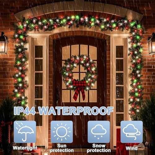 LAMPHOME Red Green White Christmas String Lights, 300 LED 99 FT Connectable Waterproof String Lights Transparent Wire with16 Modes, Xmas Vintage Decorations for Indoor Outdoor Party Yard Garden Decor - Image 3