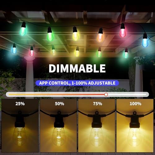 CAWWS Outdoor String Lights 100FT, Color Changing Patio Lights, Waterproof - Image 5
