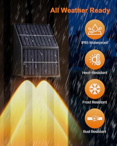 High Brightness Solar Fence Lights Outdoor, Larger Size Solar Lights with Dual Solar Panels, Waterproof Fence Lights Solar Powered for Stair, Step, Yard, Patio, Wall (12 Pack) - Image 6