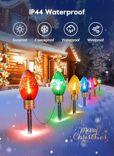 Jumbo C9 Christmas Pathway Lights Outdoor, 2 Pack Total 17 Feet 10 LED - Image 3
