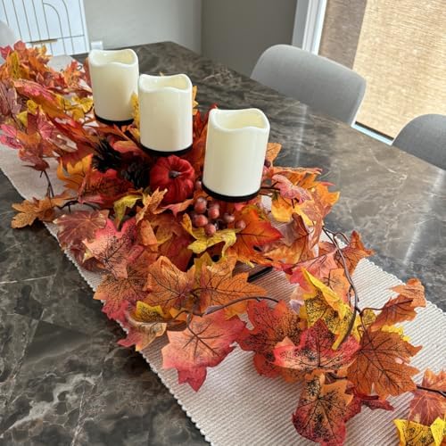 CQURE 7 Pack Fall Leaf Garland, Total 41.3Ft Artificial Fall Vines Autumn Garland Fall Maple Leaves Thanksgiving Decor for Home Wedding Fireplace Christmas - Image 6
