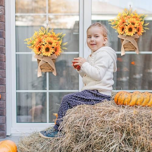 Dolicer Door Hanger Basket Wreath 15.7 Inch Hanging Sunflower Wreaths - Image 7