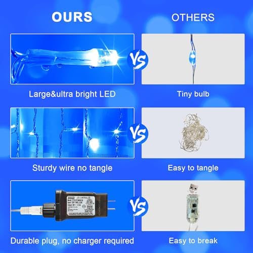 JMEXSUSS 300LED Blue Curtain Lights, 9.8x9.8ft String Lights Indoor Outdoor - Image 6