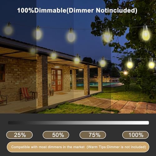 100 FT Outdoor String Lights IP65 Waterproof Patio Lights with 30 + 3 Shatterproof LED Bulbs Commercial Grade LED String Lights Connectable Hanging Decorative Lights for Outdoor Terrace Yard - Image 5